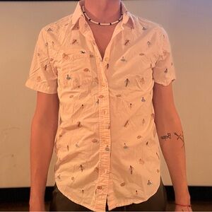 Hollister Men's Casual White Shirt with Pattern